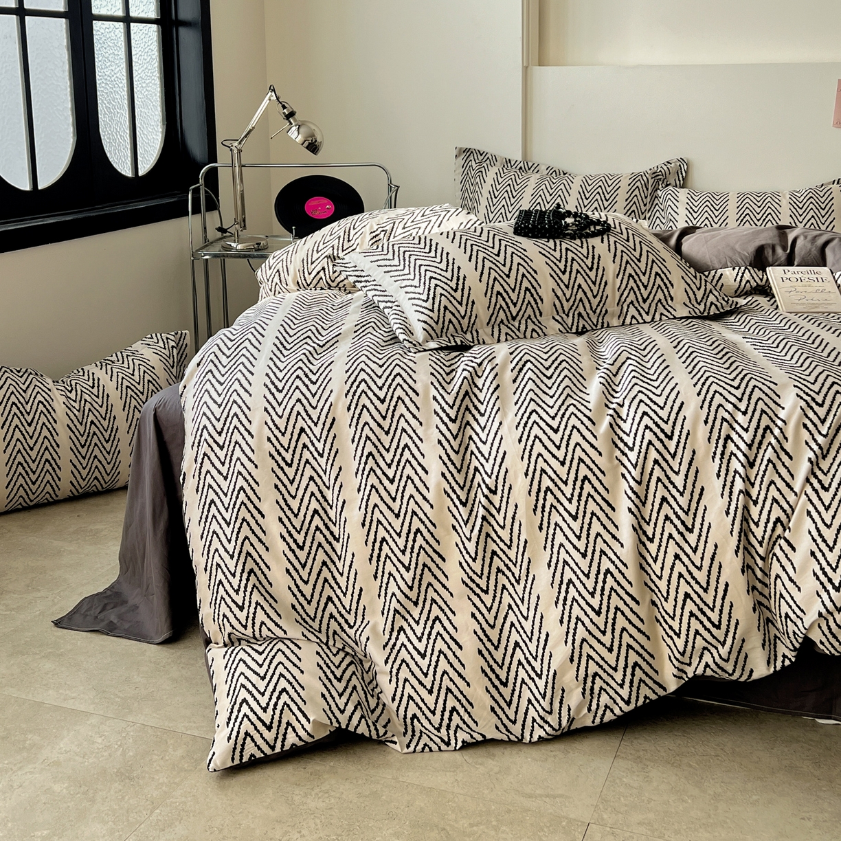 91家纺网 家纺一手货源 找家纺 （总）盛馨家纺 2026新款全棉高支高密精梳棉北欧绅士风四件套纯棉床笠学生三件套