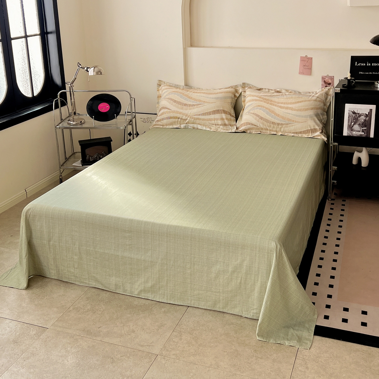 91家纺网 家纺一手货源 找家纺 盛馨家纺 2026新款全棉高支高密精梳棉北欧绅士风四件套纯棉床笠学生三件套 伊莱