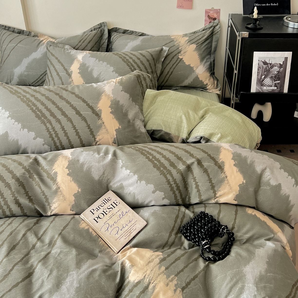 91家纺网 家纺一手货源 找家纺 盛馨家纺 2026新款全棉高支高密精梳棉北欧绅士风四件套纯棉床笠学生三件套 卡尔