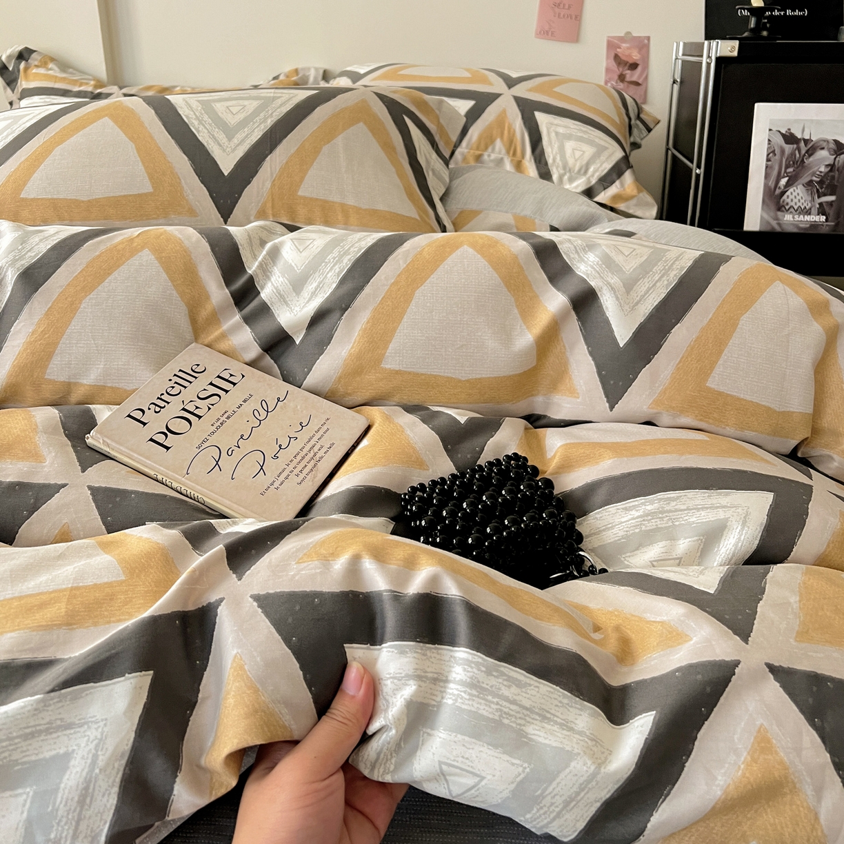 91家纺网 家纺一手货源 找家纺 盛馨家纺 2026新款全棉高支高密精梳棉北欧绅士风四件套纯棉床笠学生三件套 尼尔