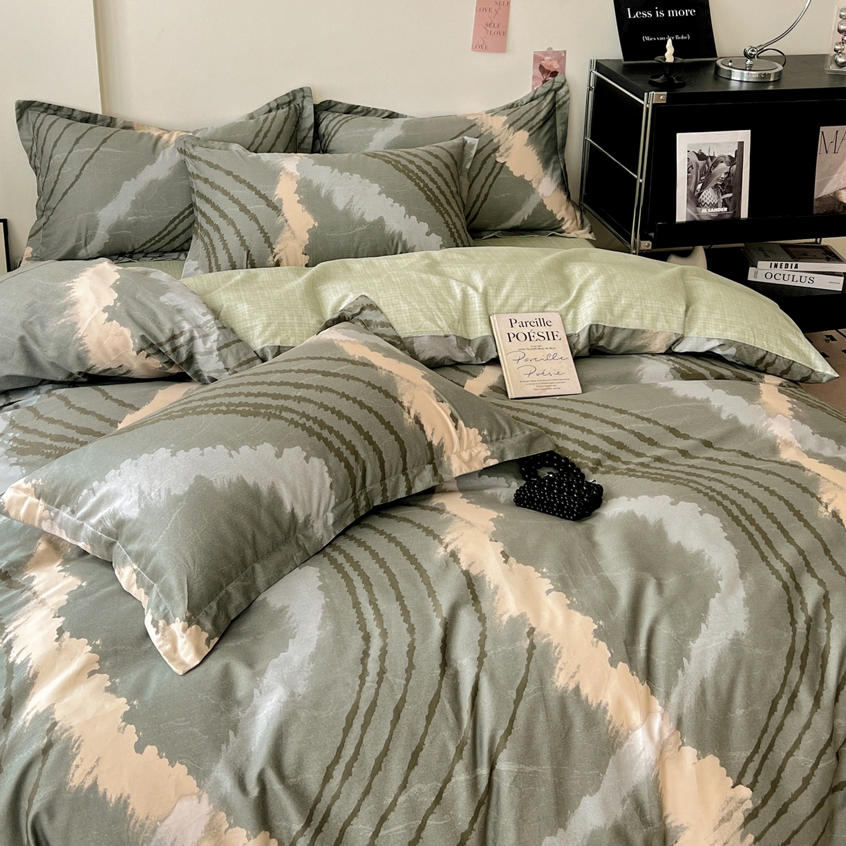 91家纺网 家纺一手货源 找家纺 盛馨家纺 2026新款全棉高支高密精梳棉北欧绅士风四件套纯棉床笠学生三件套 卡尔