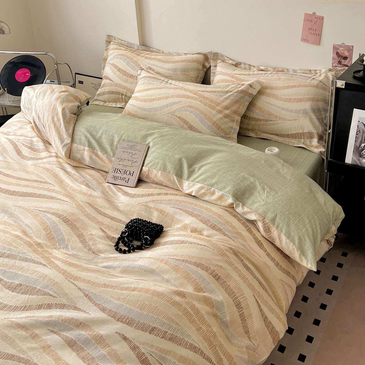 盛馨家纺 2026新款全棉高支高密精梳棉北欧绅士风四件套纯棉床笠学生三件套 伊莱