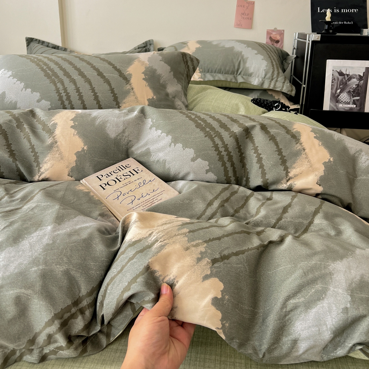 91家纺网 家纺一手货源 找家纺 盛馨家纺 2026新款全棉高支高密精梳棉北欧绅士风四件套纯棉床笠学生三件套 卡尔