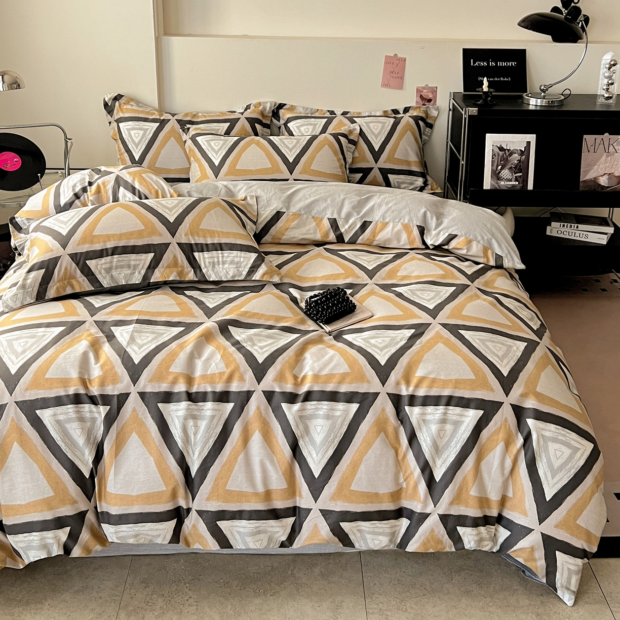 91家纺网 家纺一手货源 找家纺 盛馨家纺 2026新款全棉高支高密精梳棉北欧绅士风四件套纯棉床笠学生三件套 尼尔