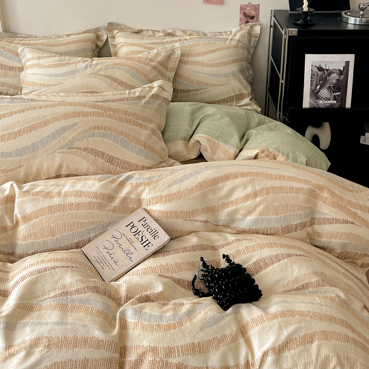 91家纺网 家纺一手货源 找家纺 盛馨家纺 2026新款全棉高支高密精梳棉北欧绅士风四件套纯棉床笠学生三件套 伊莱