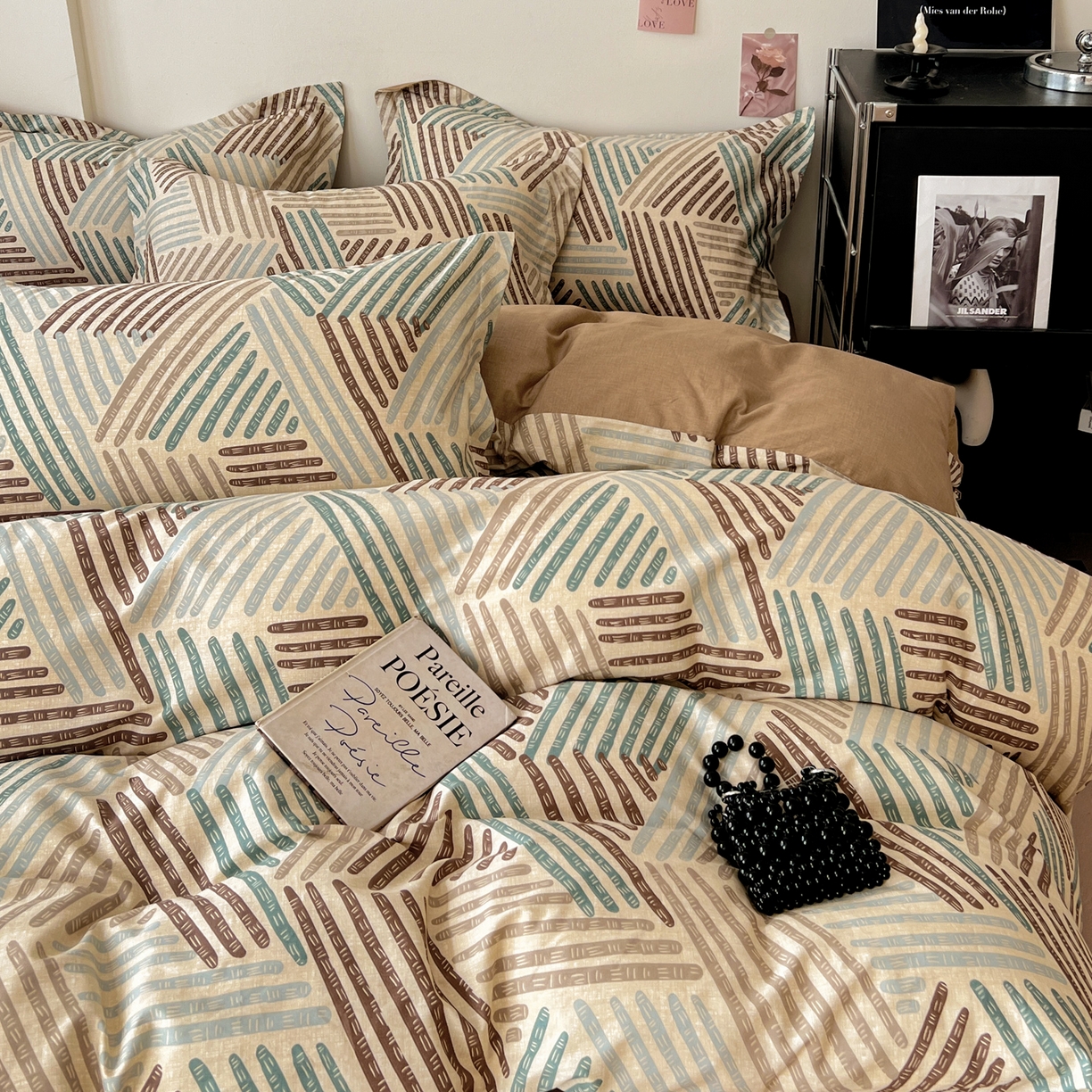 91家纺网 家纺一手货源 找家纺 盛馨家纺 2026新款全棉高支高密精梳棉北欧绅士风四件套纯棉床笠学生三件套 艾米