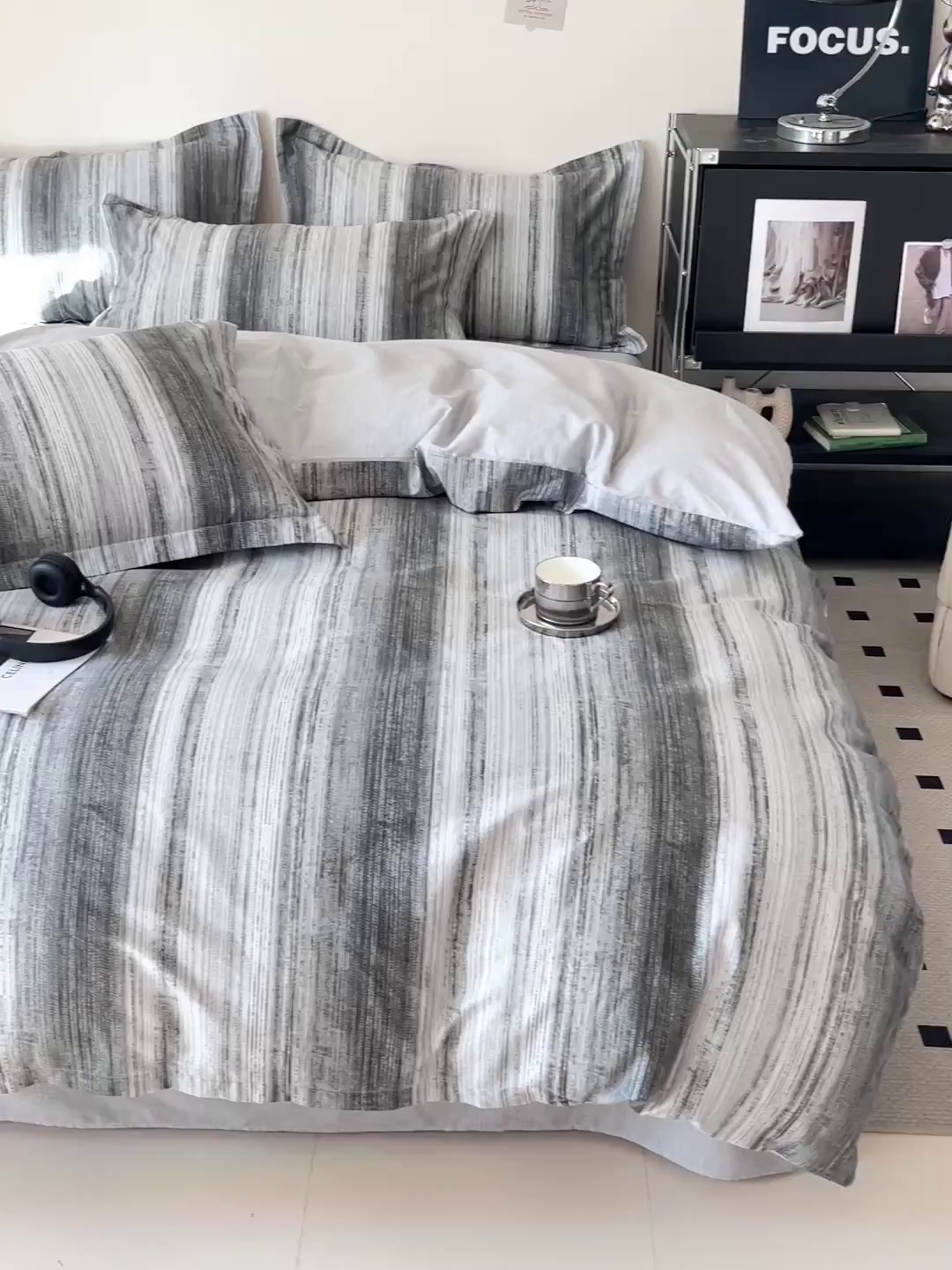 91家纺网 家纺一手货源 找家纺 盛馨家纺 2026新款全棉高支高密精梳棉北欧绅士风四件套纯棉床笠学生三件套 拉蒙