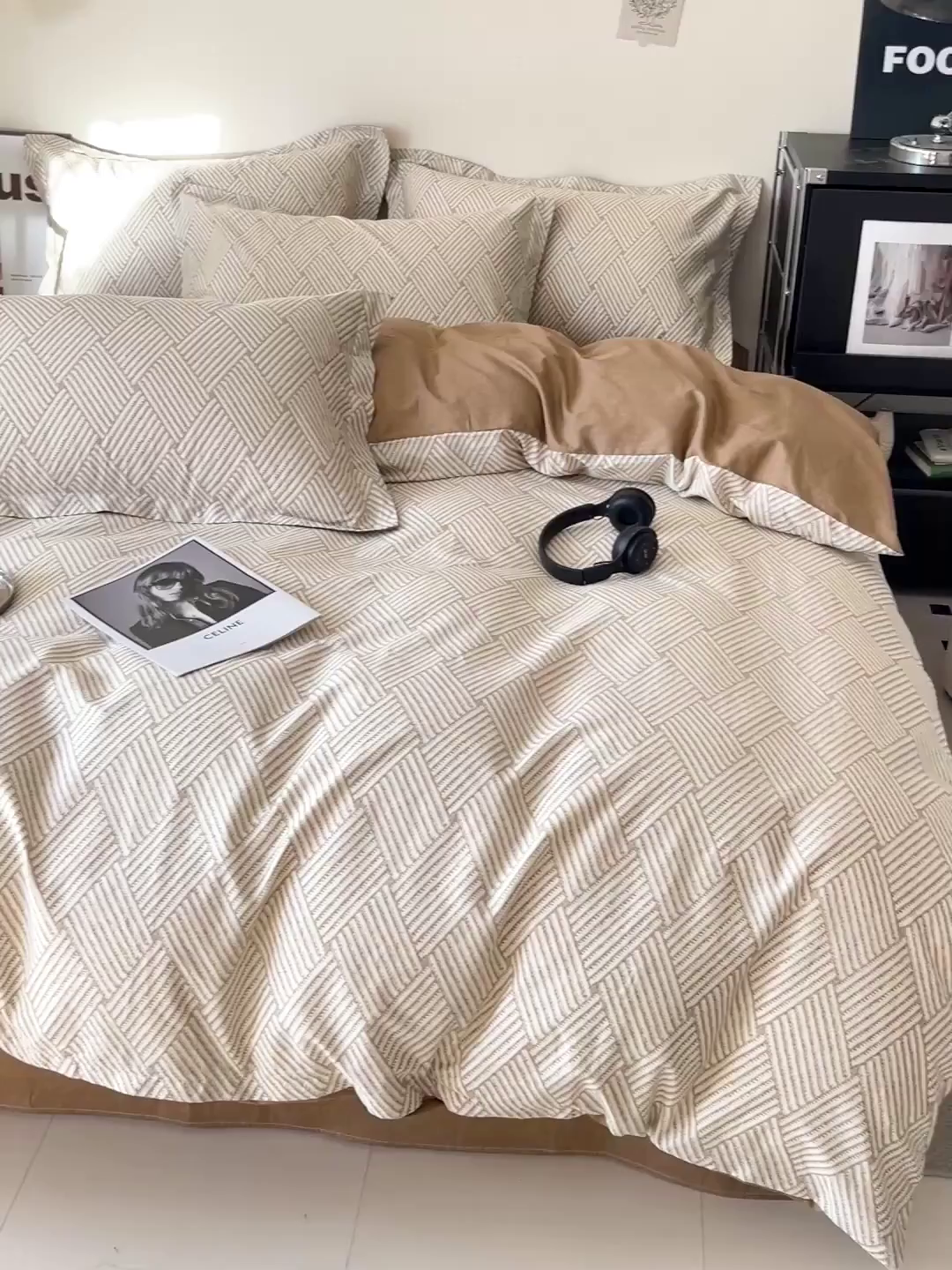 91家纺网 家纺一手货源 找家纺 盛馨家纺 2026新款全棉高支高密精梳棉北欧绅士风四件套纯棉床笠学生三件套 西西里