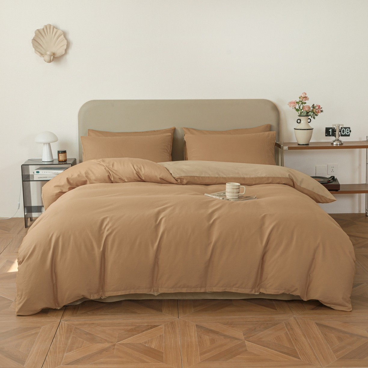 91家纺网 家纺一手货源 找家纺 盛馨家纺 2026新款40长绒棉ins美拉德色系纯色双拼全棉单品四件套单人纯色三件套 黄琉璃+云光黄