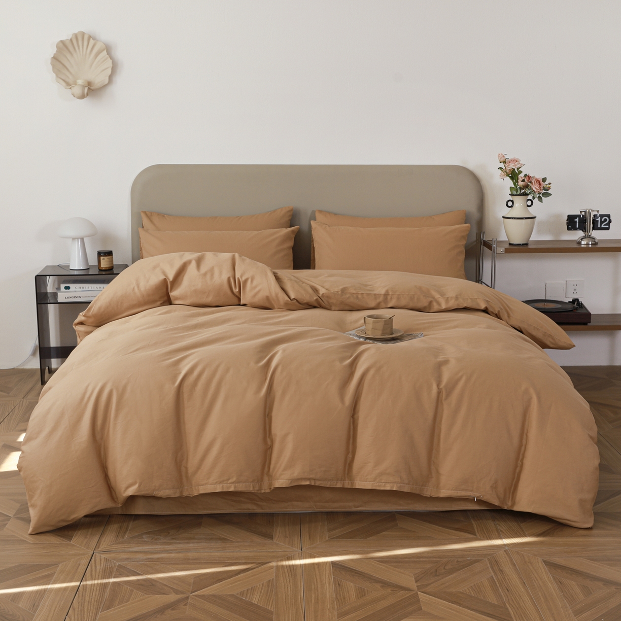 91家纺网 家纺一手货源 找家纺 盛馨家纺 2026新款40长绒棉ins美拉德色系纯色双拼全棉单品四件套单人纯色三件套 黄琉璃