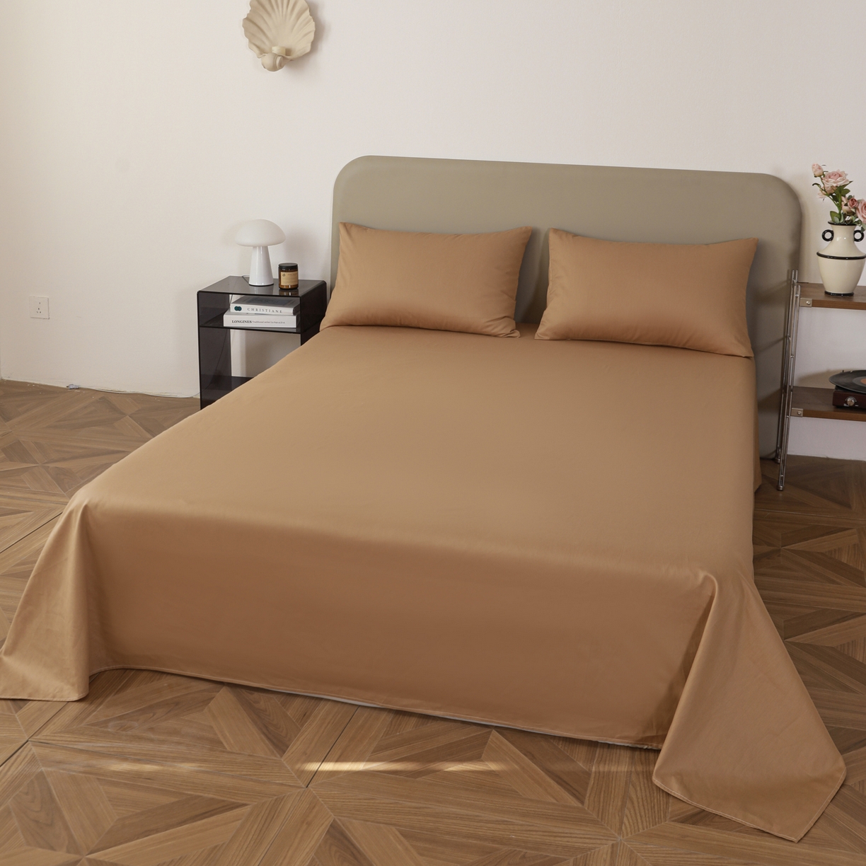 91家纺网 家纺一手货源 找家纺 盛馨家纺 2026新款40长绒棉ins美拉德色系纯色双拼全棉单品四件套单人纯色三件套 黄琉璃