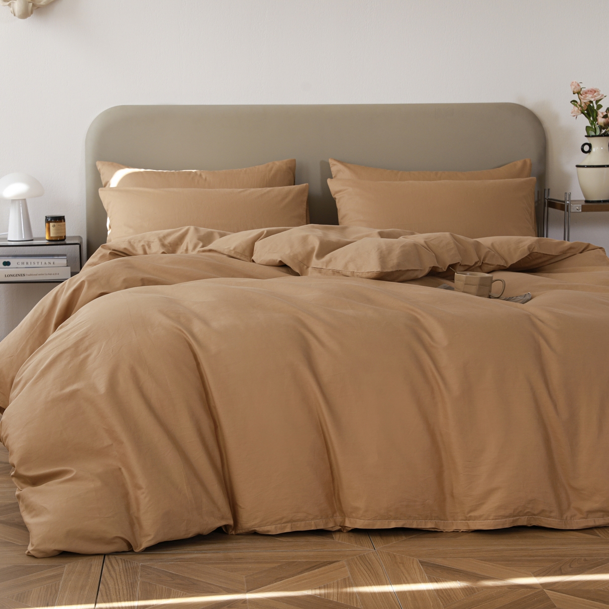 91家纺网 家纺一手货源 找家纺 盛馨家纺 2026新款40长绒棉ins美拉德色系纯色双拼全棉单品四件套单人纯色三件套 黄琉璃