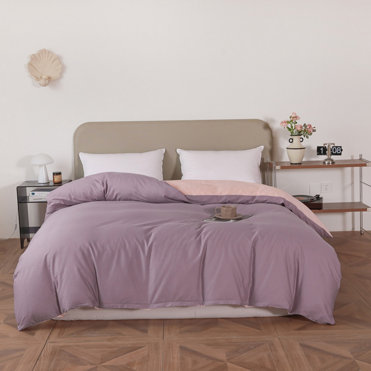 91家纺网 家纺一手货源 找家纺 （总）盛馨家纺 2026新款40长绒棉ins美拉德色系纯色双拼全棉单品被套