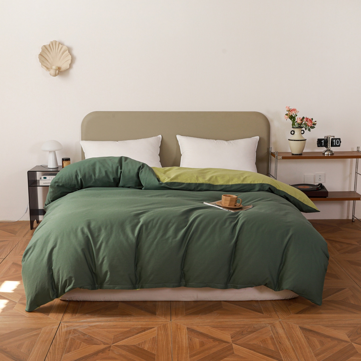 91家纺网 家纺一手货源 找家纺 （总）盛馨家纺 2026新款40长绒棉ins美拉德色系纯色双拼全棉单品被套