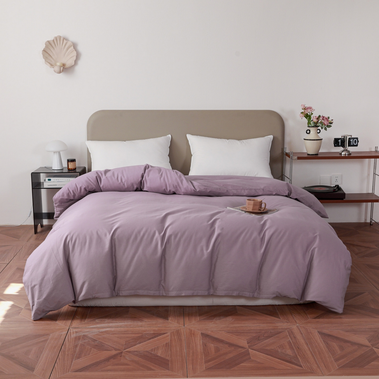 盛馨家纺 2026新款40长绒棉ins美拉德色系纯色双拼全棉单品被套 茄花紫