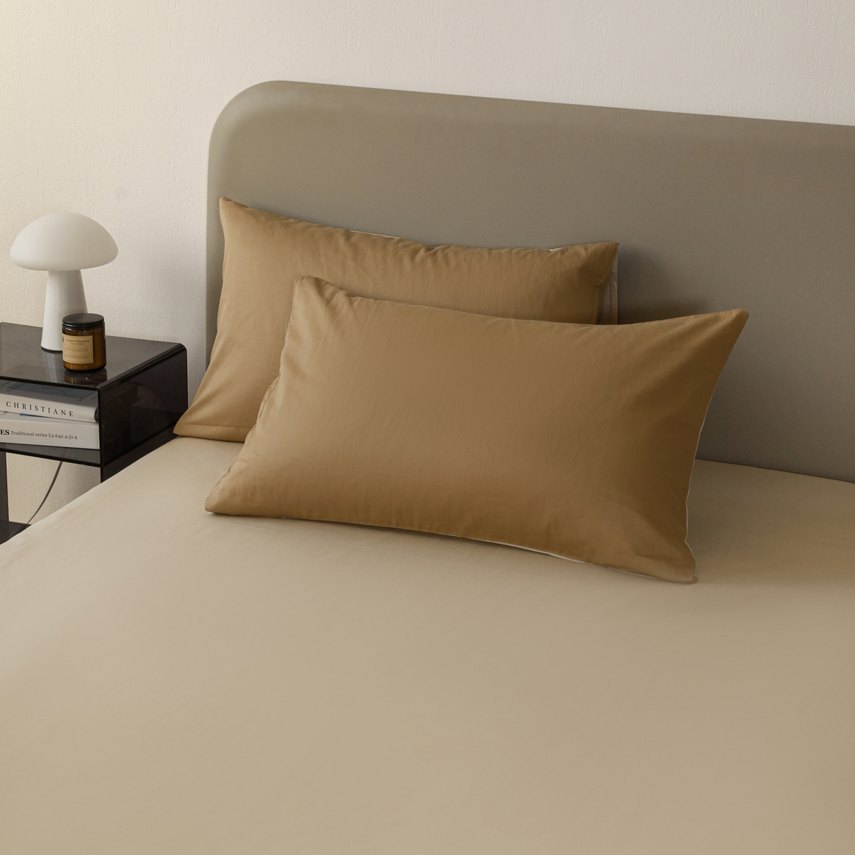 91家纺网 家纺一手货源 找家纺 （总）盛馨家纺 2026新款40长绒棉ins美拉德色系纯色双拼全棉单品枕套