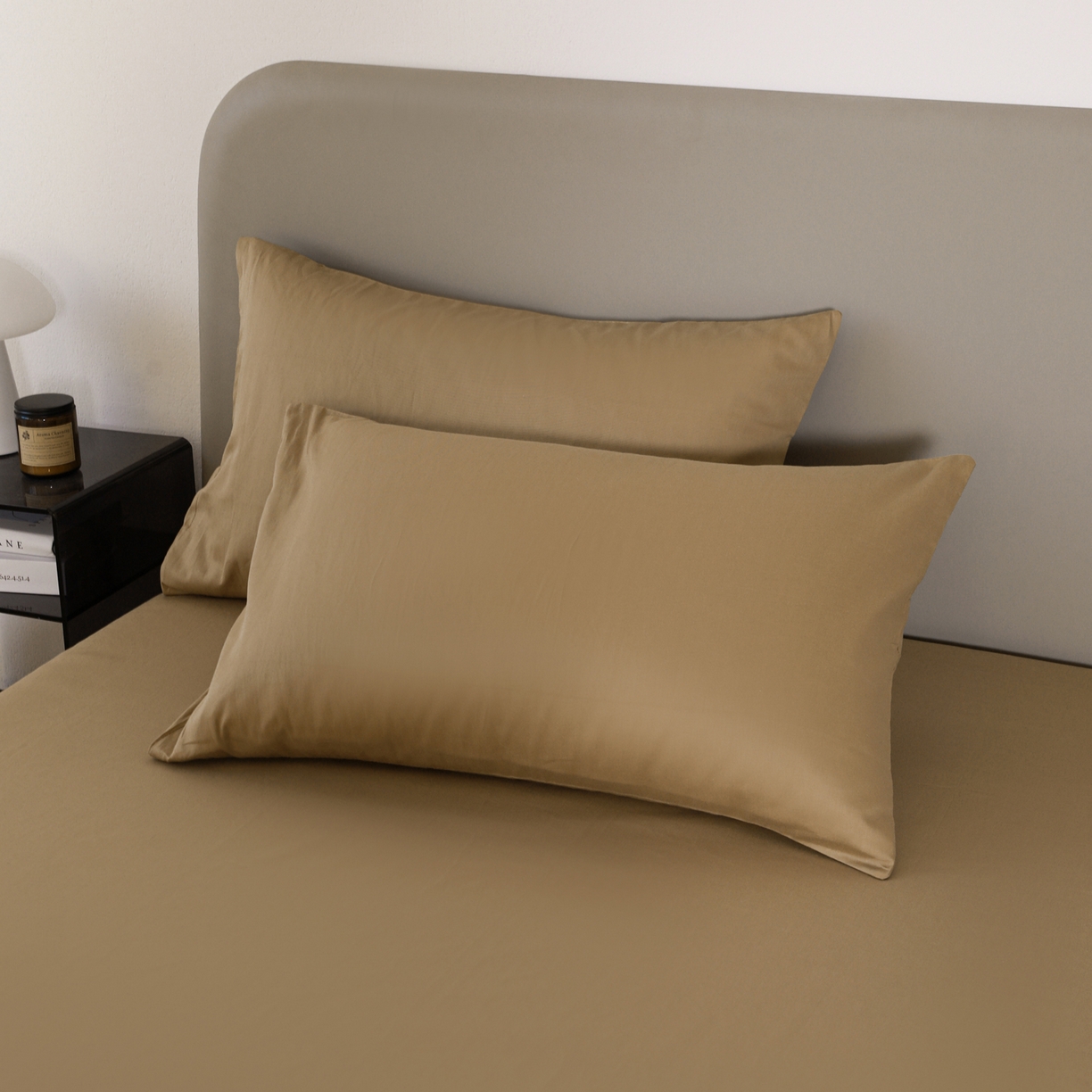 91家纺网 家纺一手货源 找家纺 （总）盛馨家纺 2026新款40长绒棉ins美拉德色系纯色双拼全棉单品枕套