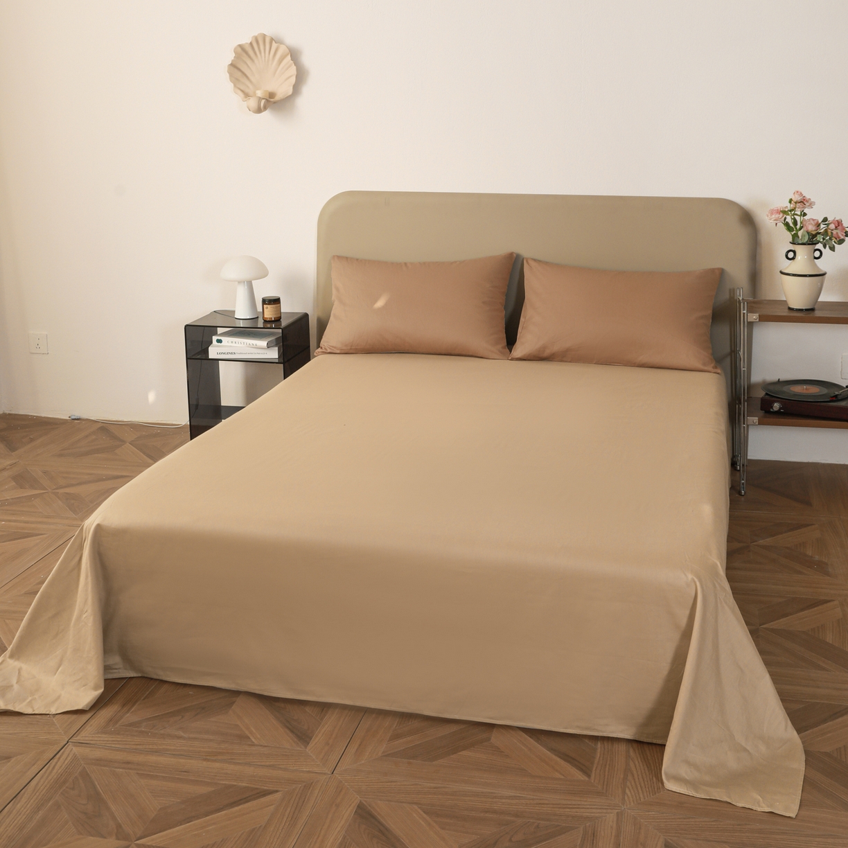 91家纺网 家纺一手货源 找家纺 盛馨家纺 2026新款40长绒棉ins美拉德色系纯色双拼全棉单品枕套 黄琉璃+云光黄