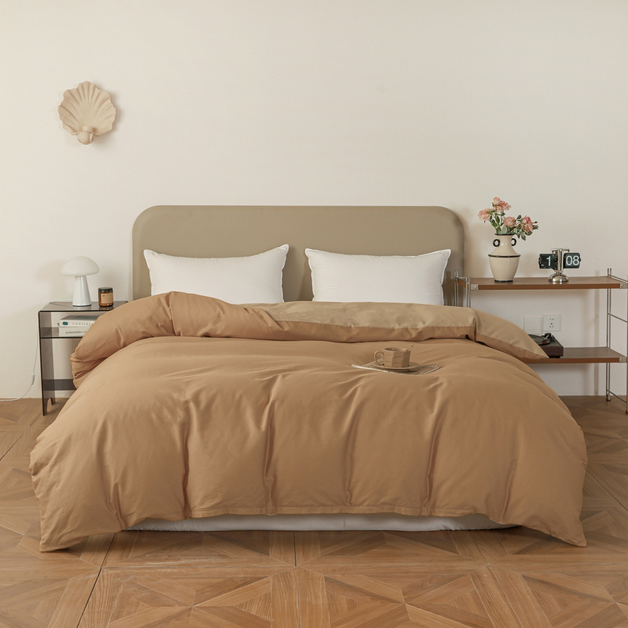 91家纺网 家纺一手货源 找家纺 盛馨家纺 2026新款40长绒棉ins美拉德色系纯色双拼全棉单品枕套 黄琉璃+云光黄