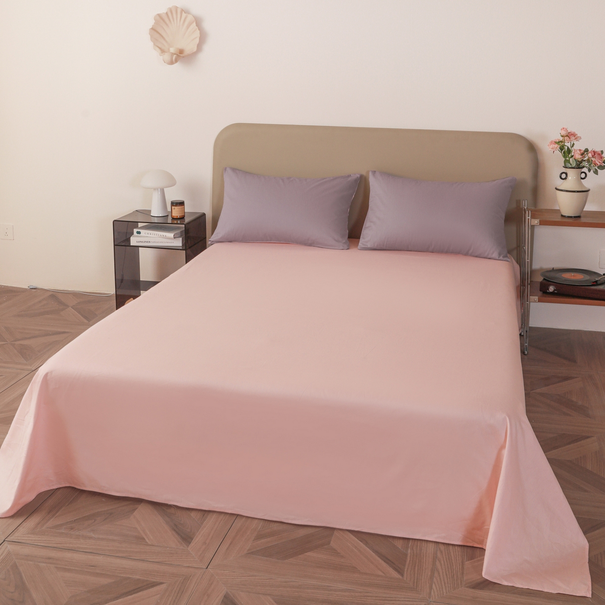 91家纺网 家纺一手货源 找家纺 （总）盛馨家纺 2026新款40长绒棉ins美拉德色系纯色双拼全棉单品枕套