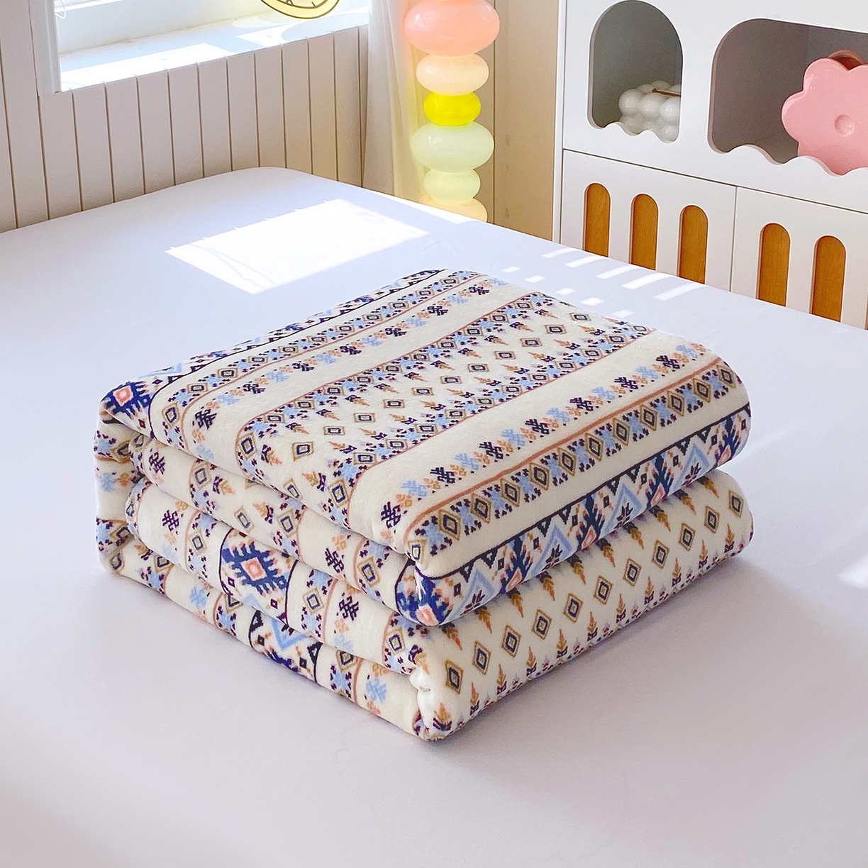 91家纺网 家纺一手货源 找家纺 金鑫汇家纺 2026新款双面绒多功能毛毯空调被旅行车用毯午睡毯披肩盖毯 波西米亚-双面绒毛毯