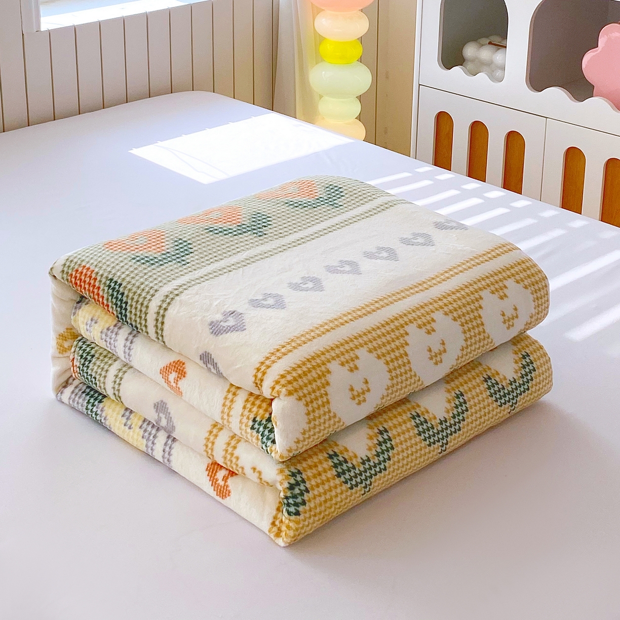 91家纺网 家纺一手货源 找家纺 金鑫汇家纺 2026新款双面绒多功能毛毯空调被旅行车用毯午睡毯披肩盖毯 同心千鸟格-双面绒毛毯