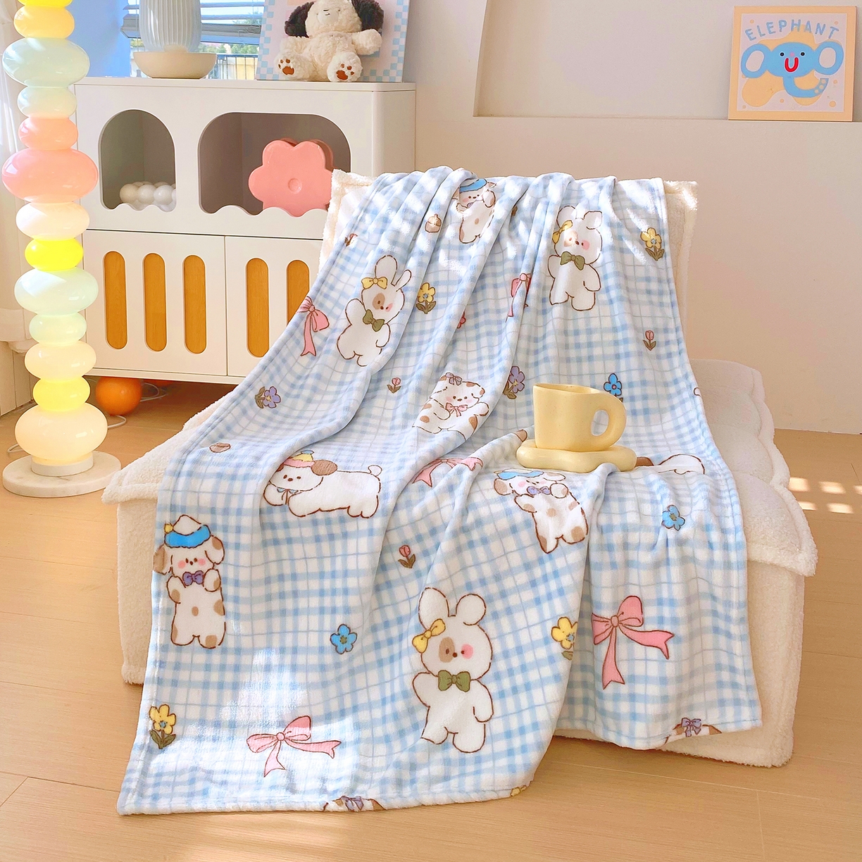 金鑫汇家纺 2026新款双面绒多功能毛毯空调被旅行车用毯午睡毯披肩盖毯 云绒小狗-双面绒毛毯