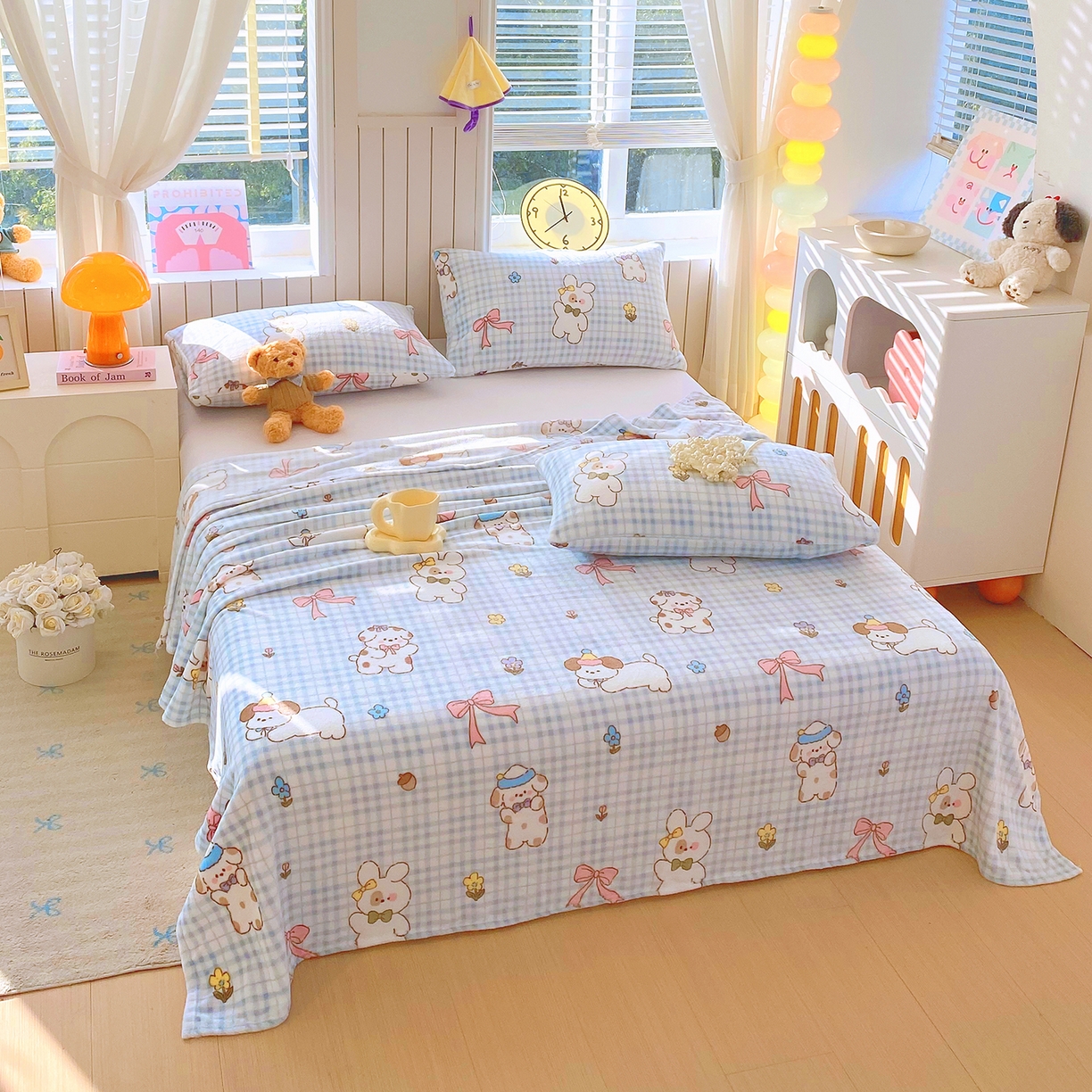 91家纺网 家纺一手货源 找家纺 金鑫汇家纺 2026新款双面绒多功能毛毯空调被旅行车用毯午睡毯披肩盖毯 云绒小狗-双面绒毛毯