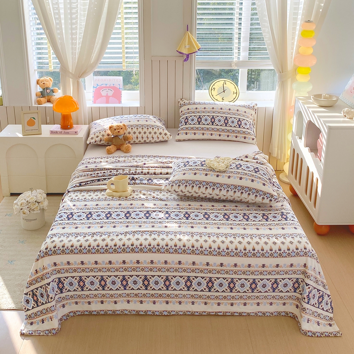 91家纺网 家纺一手货源 找家纺 金鑫汇家纺 2026新款双面绒多功能毛毯空调被旅行车用毯午睡毯披肩盖毯 波西米亚-双面绒毛毯