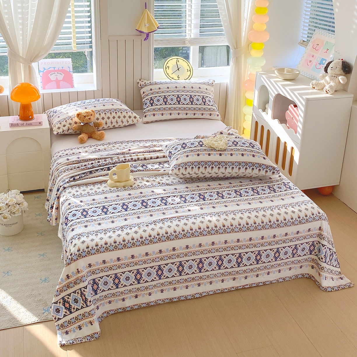 91家纺网 家纺一手货源 找家纺 金鑫汇家纺 2026新款双面绒多功能毛毯空调被旅行车用毯午睡毯披肩盖毯 波西米亚-双面绒毛毯