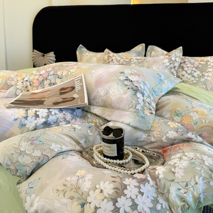 91家纺网 家纺一手货源 找家纺 棠颂家纺 2026新款全棉陶瓷磨毛数码印花四件套（控价不低于150元） 流萤-绿