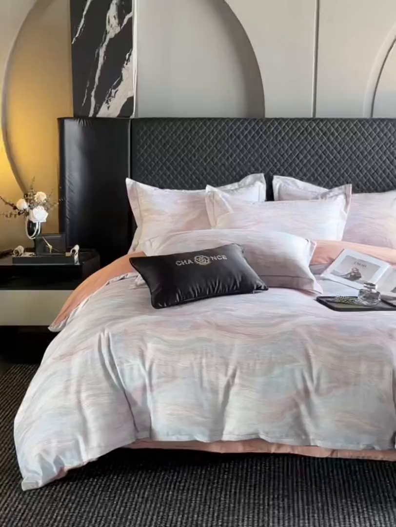 91家纺网 家纺一手货源 找家纺 棠颂家纺 2026新款全棉陶瓷磨毛数码印花四件套（控价不低于150元） 云纱