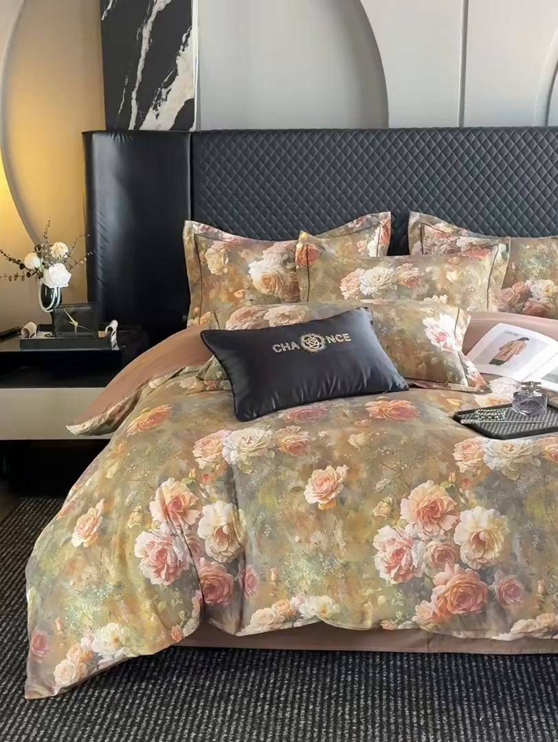 91家纺网 家纺一手货源 找家纺 棠颂家纺 2026新款全棉陶瓷磨毛数码印花四件套（控价不低于150元） 花盈袖