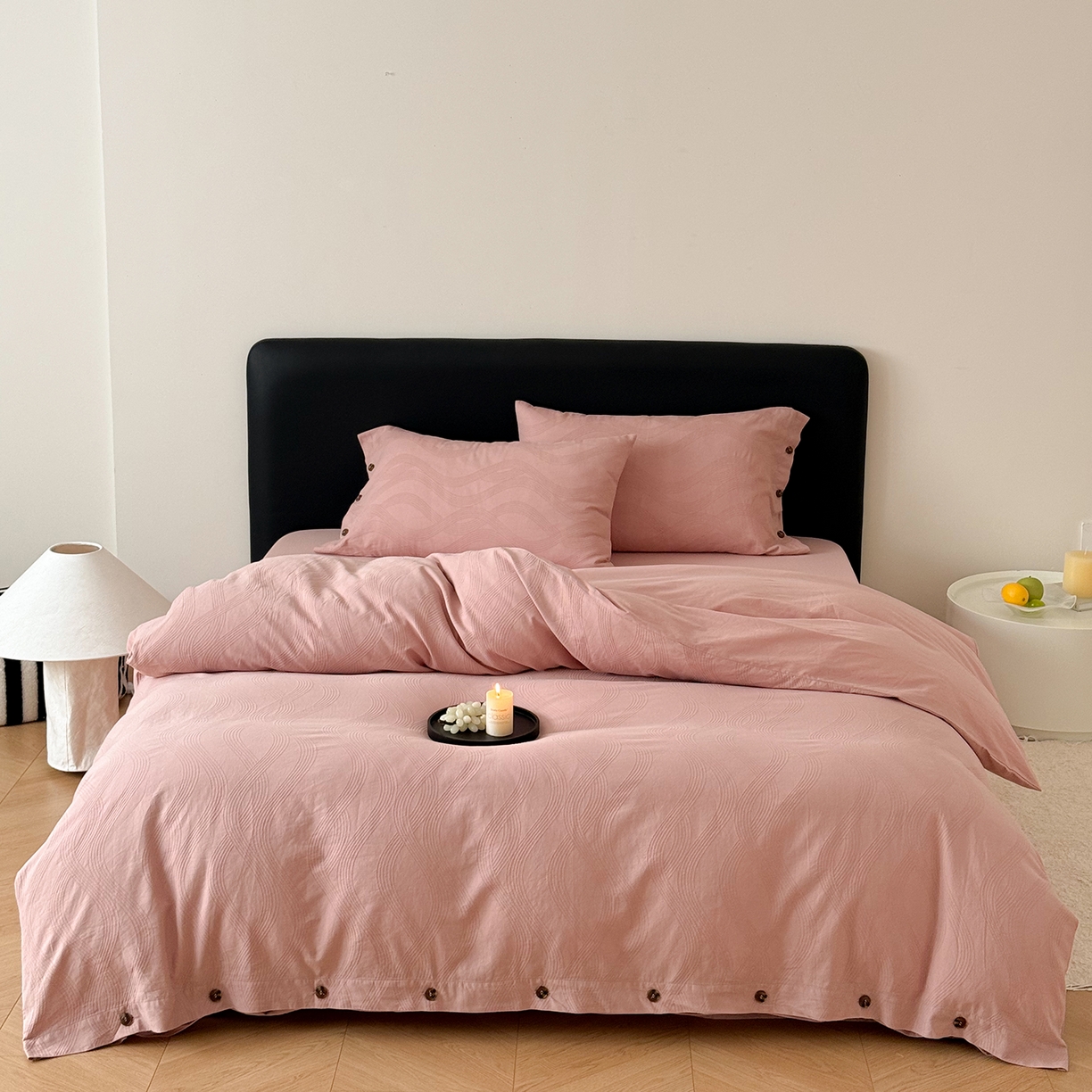 91家纺网 家纺一手货源 找家纺 曼布缇 2026新款全棉三层色织提花四件套-奥斯汀（严格控价券后278元起） 奥斯汀-豆沙粉