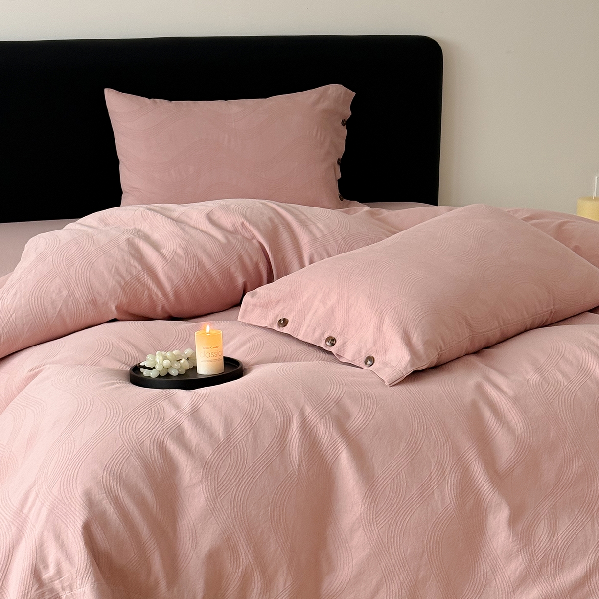 91家纺网 家纺一手货源 找家纺 曼布缇 2026新款全棉三层色织提花四件套-奥斯汀（严格控价券后278元起） 奥斯汀-豆沙粉