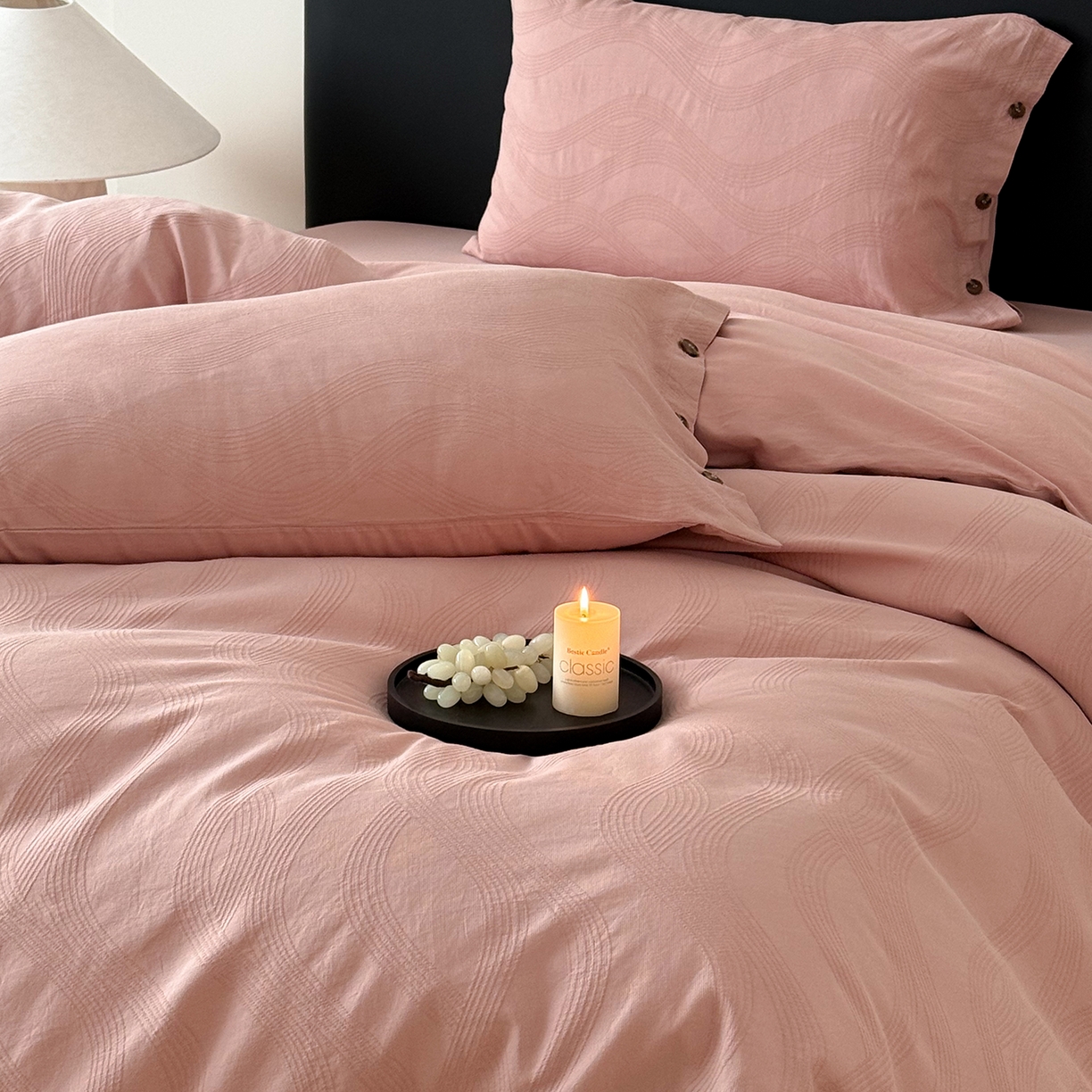 91家纺网 家纺一手货源 找家纺 曼布缇 2026新款全棉三层色织提花四件套-奥斯汀（严格控价券后278元起） 奥斯汀-豆沙粉