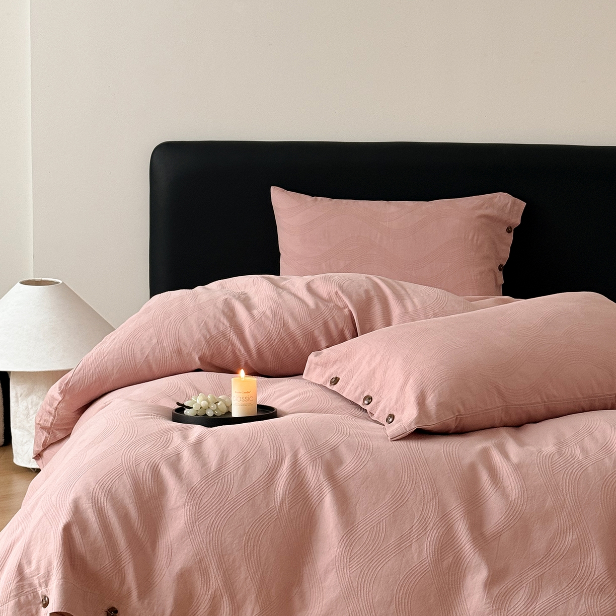 91家纺网 家纺一手货源 找家纺 曼布缇 2026新款全棉三层色织提花四件套-奥斯汀（严格控价券后278元起） 奥斯汀-豆沙粉