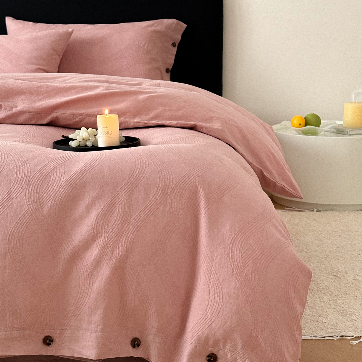 91家纺网 家纺一手货源 找家纺 曼布缇 2026新款全棉三层色织提花四件套-奥斯汀（严格控价券后278元起） 奥斯汀-豆沙粉