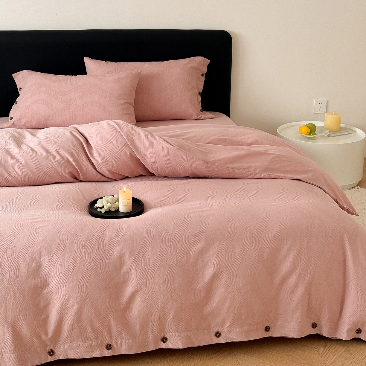 91家纺网 家纺一手货源 找家纺 曼布缇 2026新款全棉三层色织提花四件套-奥斯汀（严格控价券后278元起） 奥斯汀-豆沙粉