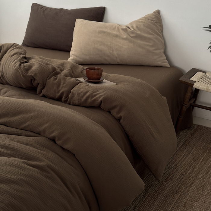 91家纺网 家纺一手货源 找家纺 （总）良品汇馆 2026【纯色皱皱纱四件套】四件套良品全棉柔软床品套件双层水洗做皱件套