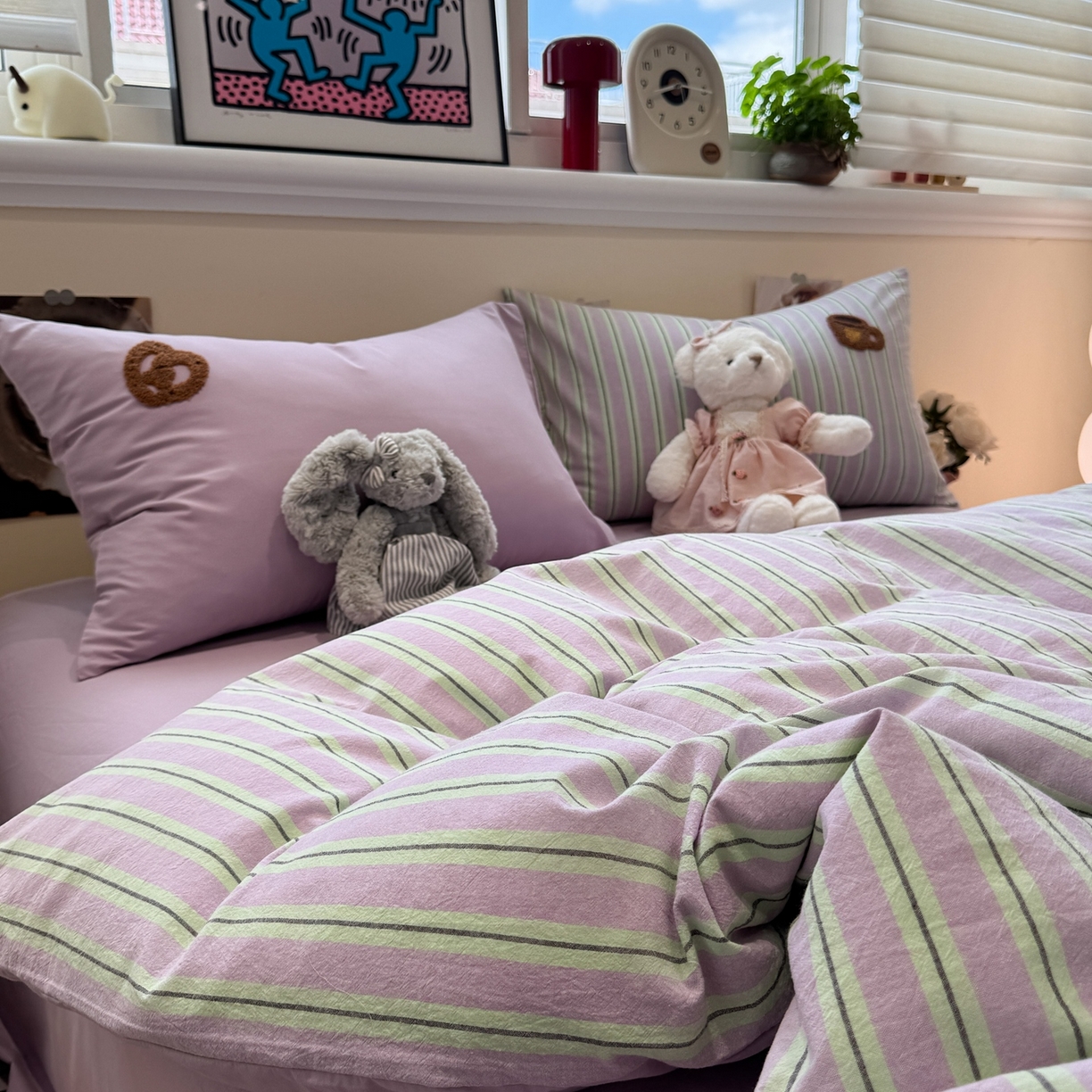 91家纺网 家纺一手货源 找家纺 珺柔家纺 2026新款水洗棉毛巾绣四件套 小熊下午茶