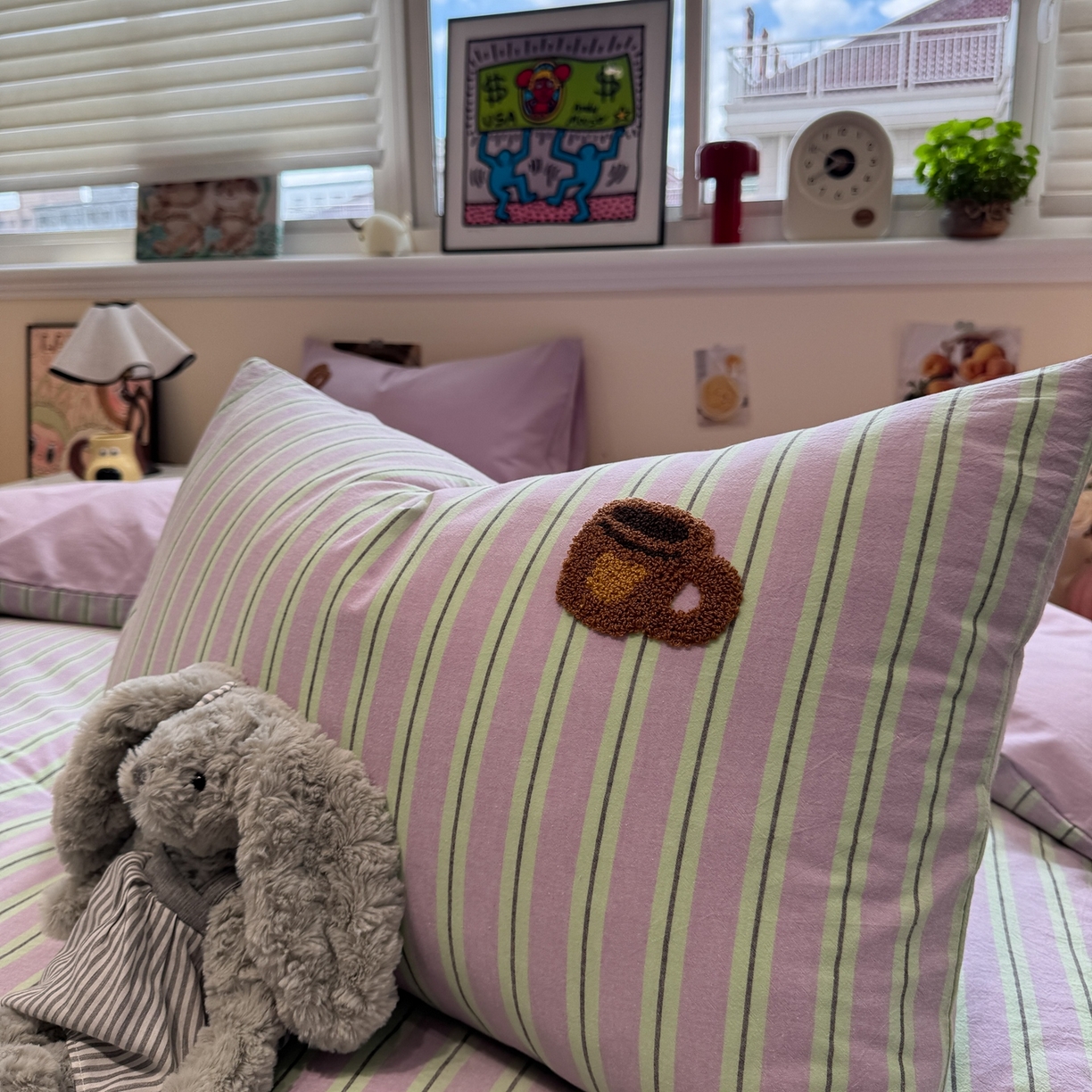 91家纺网 家纺一手货源 找家纺 珺柔家纺 2026新款水洗棉毛巾绣四件套 小熊下午茶