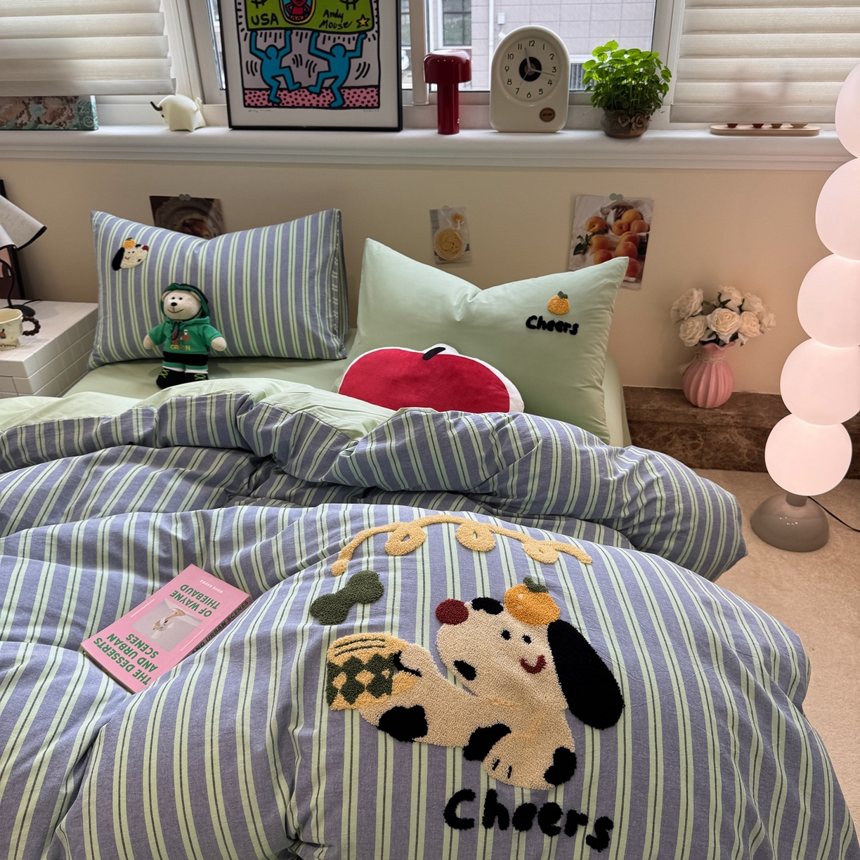 91家纺网 家纺一手货源 找家纺 珺柔家纺 2026新款水洗棉毛巾绣四件套 干杯小狗