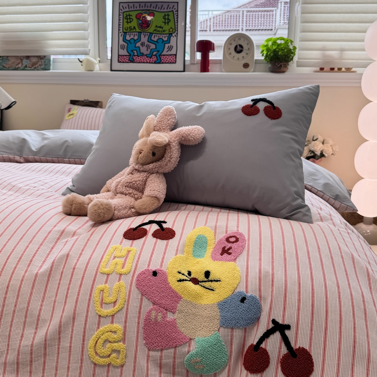 91家纺网 家纺一手货源 找家纺 珺柔家纺 2026新款水洗棉毛巾绣四件套 ok兔