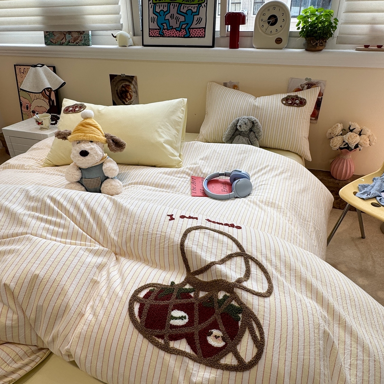 珺柔家纺 2026新款水洗棉毛巾绣四件套 番茄小羊