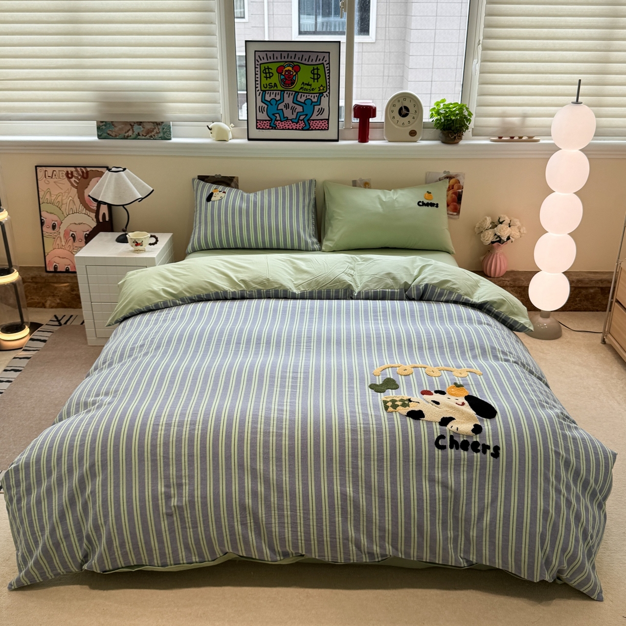 91家纺网 家纺一手货源 找家纺 珺柔家纺 2026新款水洗棉毛巾绣四件套 干杯小狗