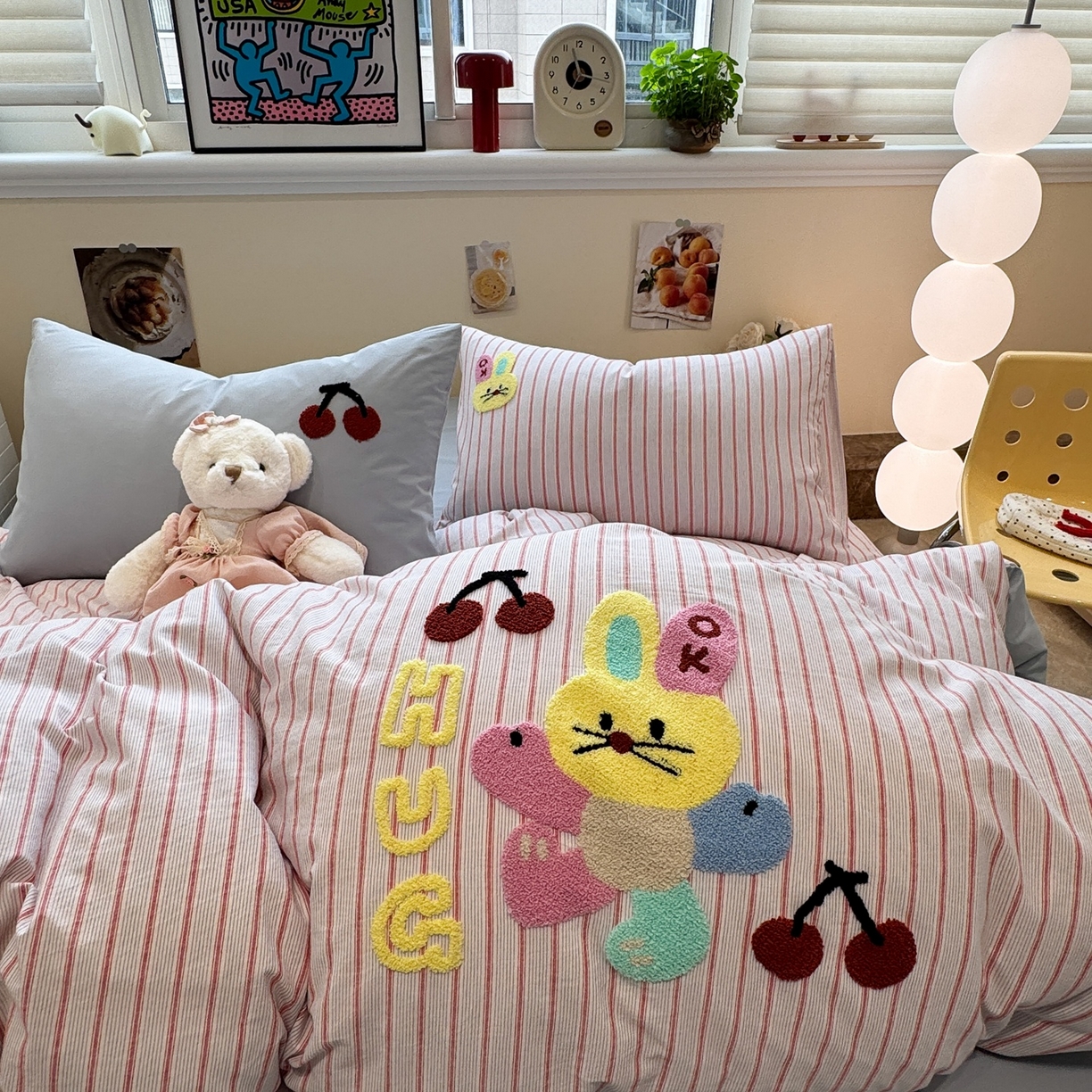 91家纺网 家纺一手货源 找家纺 珺柔家纺 2026新款水洗棉毛巾绣四件套 ok兔