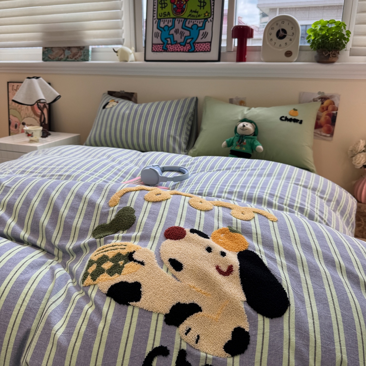 91家纺网 家纺一手货源 找家纺 珺柔家纺 2026新款水洗棉毛巾绣四件套 干杯小狗