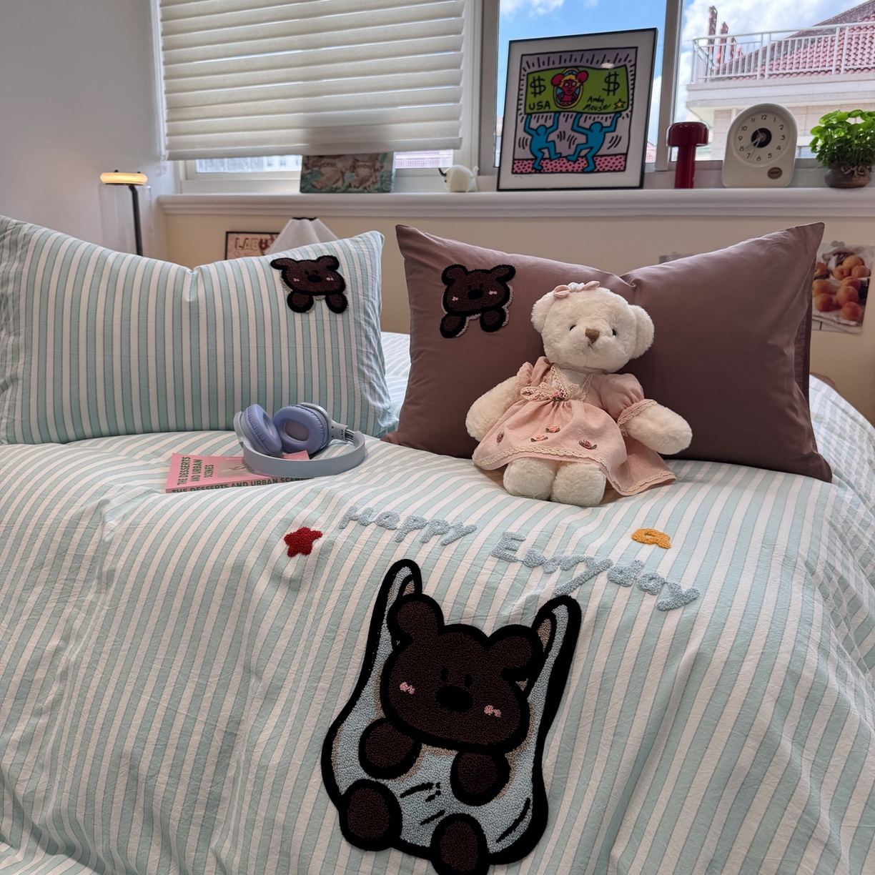 91家纺网 家纺一手货源 找家纺 珺柔家纺 2026新款水洗棉毛巾绣四件套 口袋熊