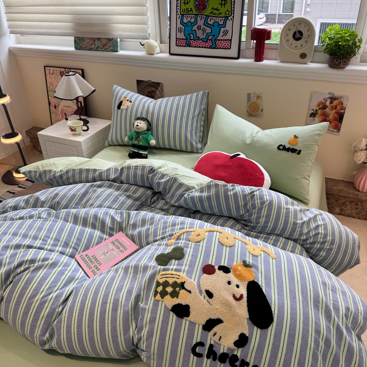 珺柔家纺 2026新款水洗棉毛巾绣四件套 干杯小狗